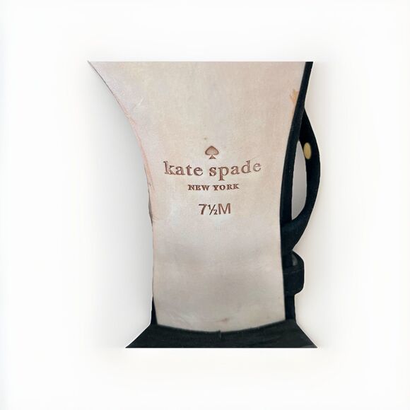 Kate Spade Wynne Black Suede Pearl Embellished Block Heel Sandals Women's Sz 7.5 - Picture 9 of 11